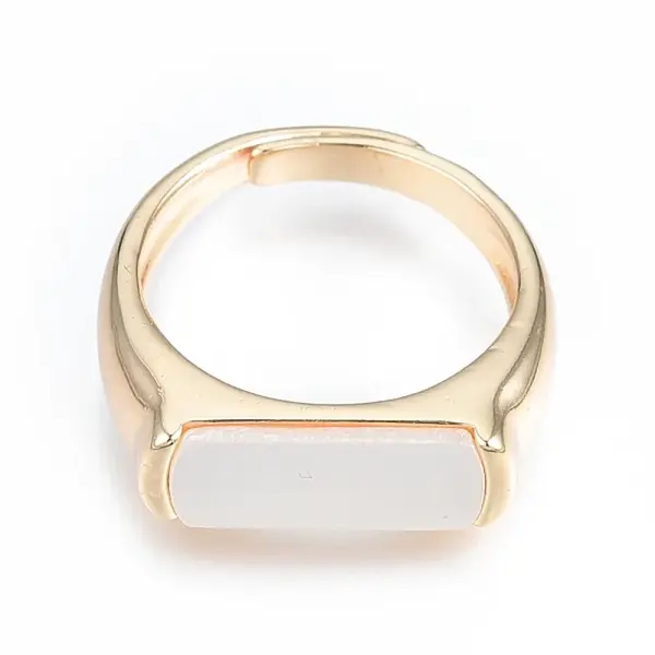 Natural Shell Rectangle Adjustable Ring