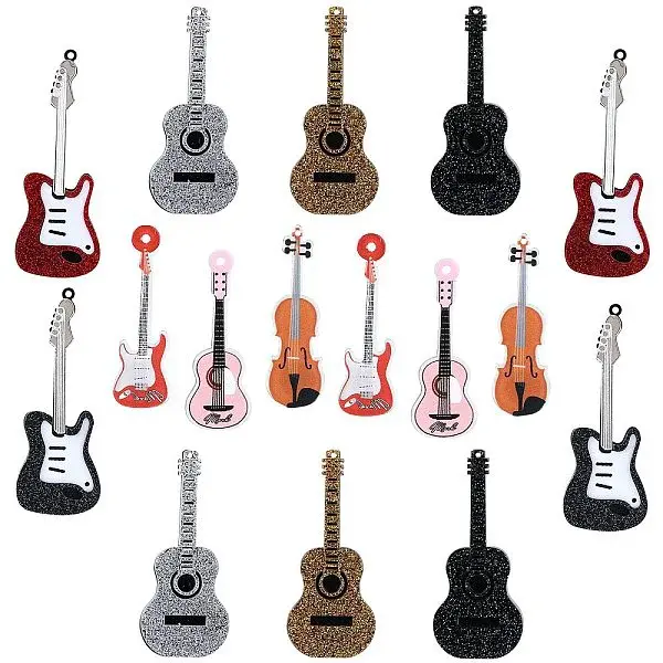 16Pcs 8 Styles Printed Acrylic Pendants