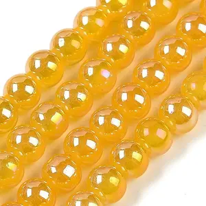 Baking Paint Electroplate Glass Beads Strands
