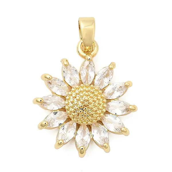 Brass Micro Pave Clear Cubic Zirconia Pendants