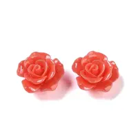 Synthetic Coral 3D Flower Rose Beads