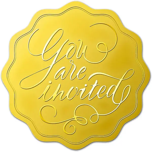 Plastic Self Adhesive Gold Foil Embossed Stickers