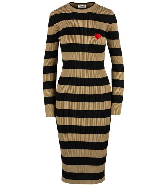 Pri Elegant striped dress with a LOVE heart