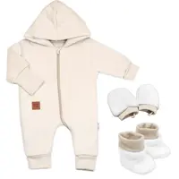 Baby Nellys 3D sada Nature, overal, botky, rukavičky - sv. béžový, vel. 62