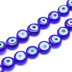 Handmade Evil Eye Lampwork Flat Round Bead Strands