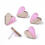 Transparent Resin & Wood Stud Earrings