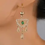 Luxurious Zinc Alloy Middle Eastern Ramadan Hollow Flower Half Round Hoop Earrings