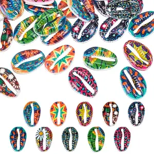 50Pcs 10 Styles Printed Alloy Connector Charms