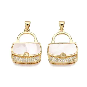 Brass Micro Pave Clear Cubic Zirconia Pendants
