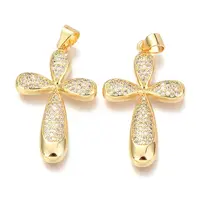 Brass Micro Pave Clear Cubic Zirconia Pendants