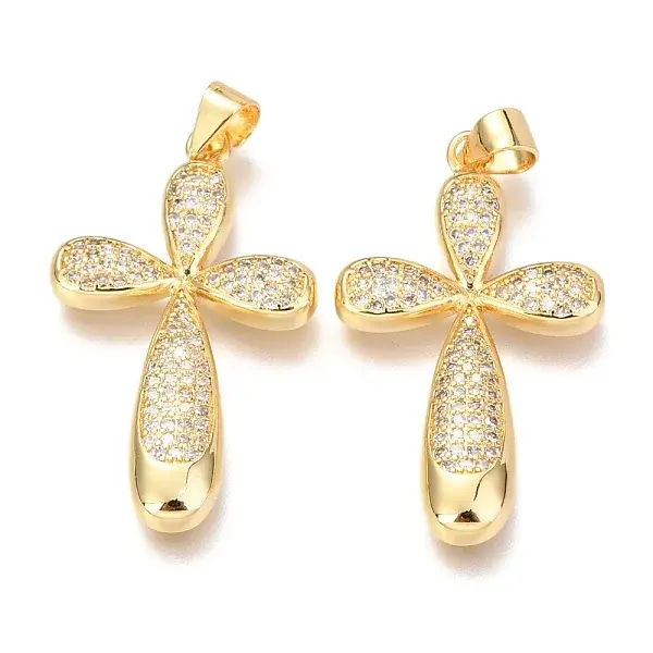 Brass Micro Pave Clear Cubic Zirconia Pendants