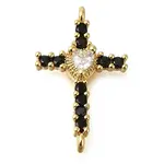 Brass Pave Black & Clear Cubic Zirconia Connector Charms