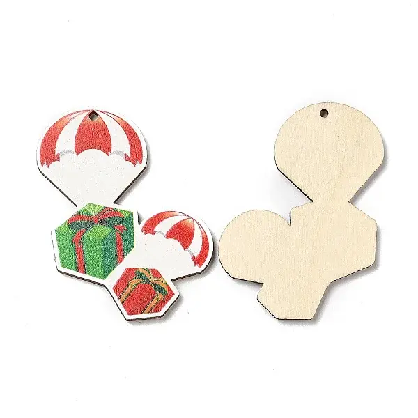 Single Face Christmas Printed Wood Big Pendants