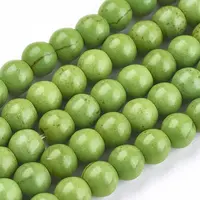 1 Strand Dyed Lime Green Round Synthetic Turquoise Beads Strands