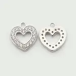 Brass Micro Pave Cubic Zirconia Heart Pendants
