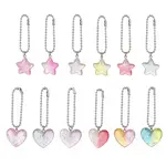 12Pcs 2 Styles Gradient Color Star & Heart Resin Pendant Decorations