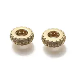 Brass Micro Pave Clear Cubic Zirconia European Beads