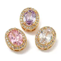 Brass Micro Pave Cubic Zirconia Beads