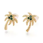 Brass Pave Cubic Zirconia Stud Earrings
