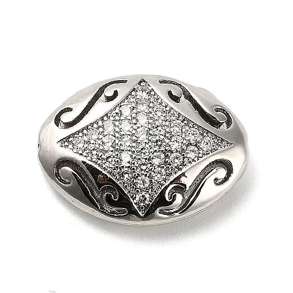 Brass Micro Pave Cubic Zirconia Beads