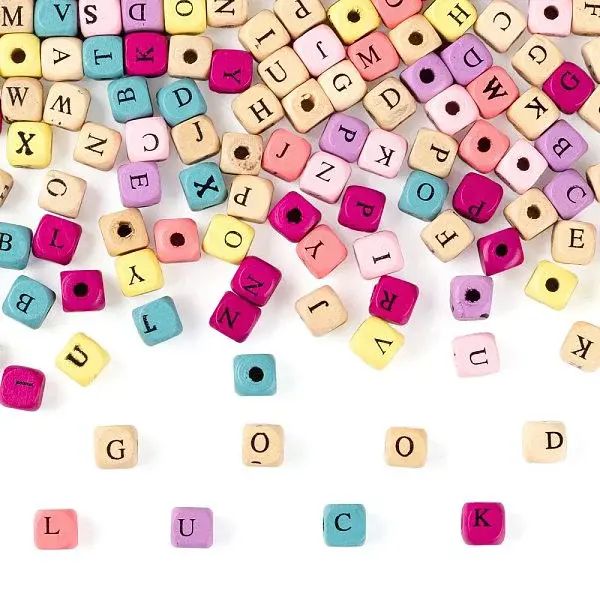 420Pcs 2 Style Natural Wood Printed Beads