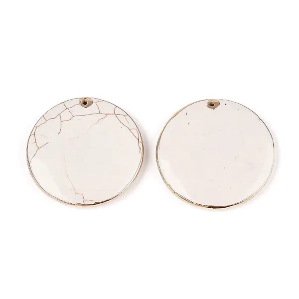 Synthetic Howlite Flat Round Pendants