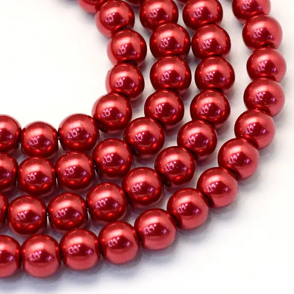 Baking Painted Pearlized Glass Pearl Round Bead Strands