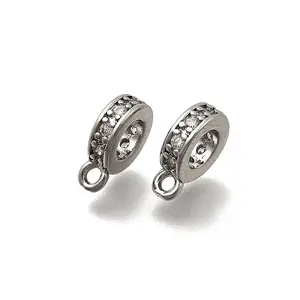 Brass Micro Pave Clear Cubic Zirconia Tube Bails