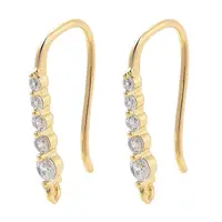 Brass Micro Pave Clear Cubic Zirconia Earring Hooks