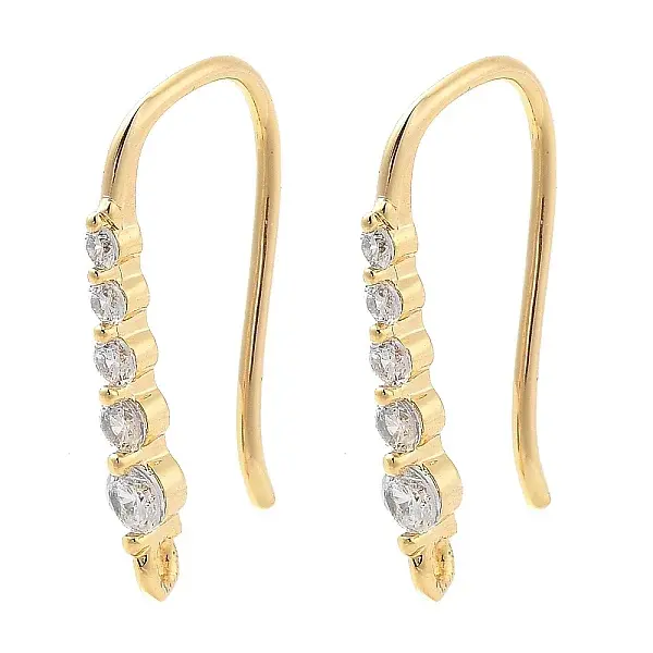 Brass Micro Pave Clear Cubic Zirconia Earring Hooks
