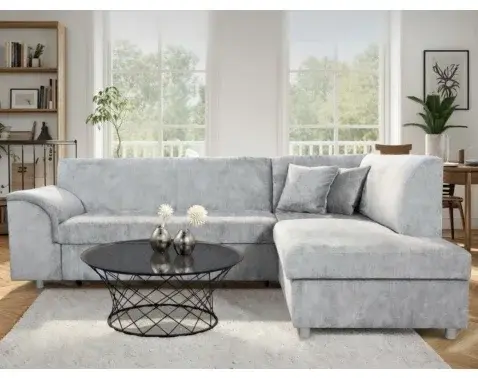 Rohová sedacia súprava Bernett, holubia sivá látka, pravý roh%