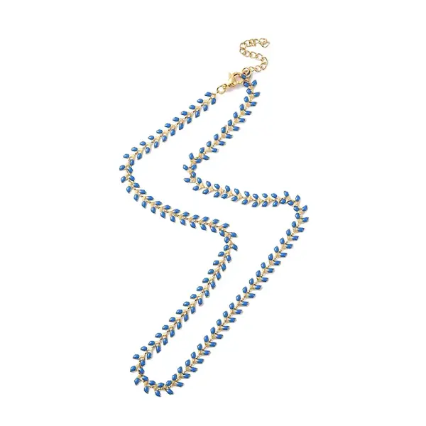 Enamel Ear of Wheat Link Chain Necklace