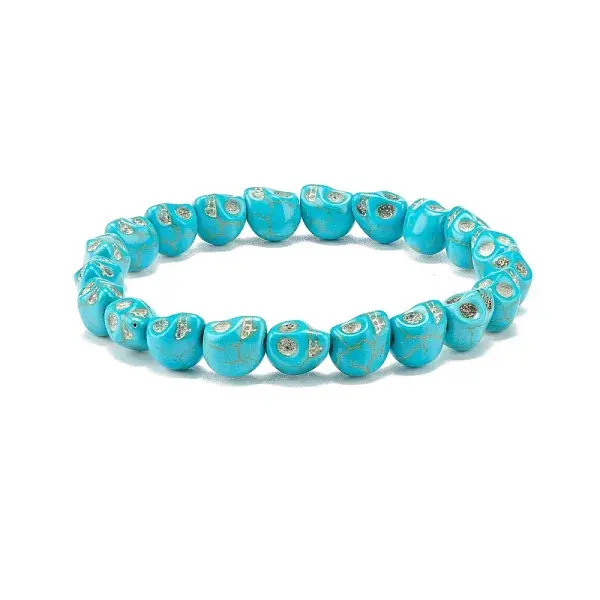 Synthetic Turquoise(Dyed) Skull Stretch Bracelet