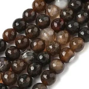 Dyed Natural Agate Faceted Round Beads Strands
