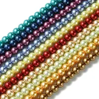 Eco-Friendly Dyed Glass Pearl Round Bead Strands