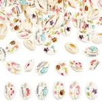 60Pcs 6 Styles Printed Natural Cowrie Shell Beads