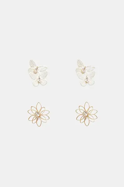 Aldo  náušnice dámské kovové s kubickým zirkonem FLORAFLY 2-pack