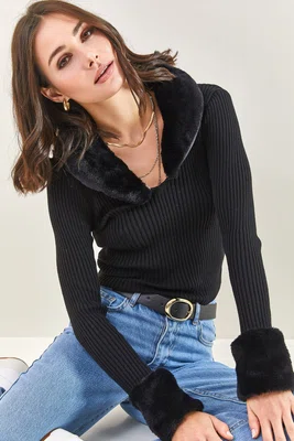 Bianco Lucci Dámský shearling für pletený svetr