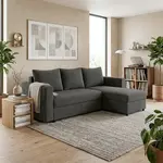 P & B ROHOVÁ SEDAČKA, textil, tmavě šedá