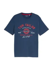 TOM TAILOR Tričko  tmavomodrá / červená / biela