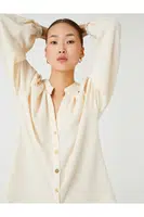 Koton Big Collar Shirt Long Balloon Sleeve Buttoned