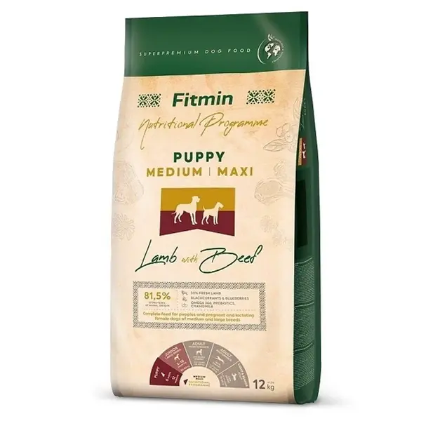 Fitmin Dog Medium/Maxi Puppy Lamb With Beef 12 kg | P56343