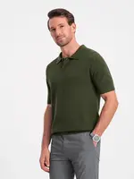 Ombre Men's cotton structured knit polo shirt - olive