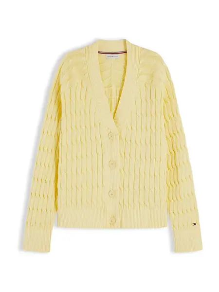 TOMMY HILFIGER Kardigán 'Cable Oversized'  svetložltá