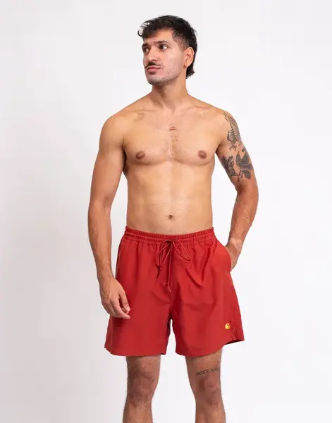 Carhartt WIP Chase Swim Trunks Oxide Red/Gold M