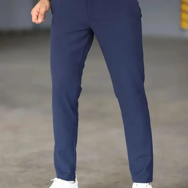 47676 Dewberry Italian Cut Elastic Fabric Mens Trousers-NAVY
