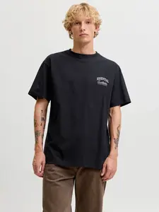 JACK & JONES Tričko 'JJEORGANIC STUDIO'  čierna / biela