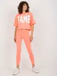 Fluo oranžový dámský sportovní set s nápisy