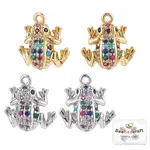 4Pcs 2 Colors Brass Micro Pave Colorful Cubic Zirconia Chrams