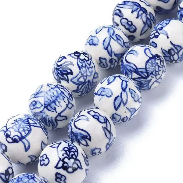 Handmade Blue and White Porcelain Beads Strands